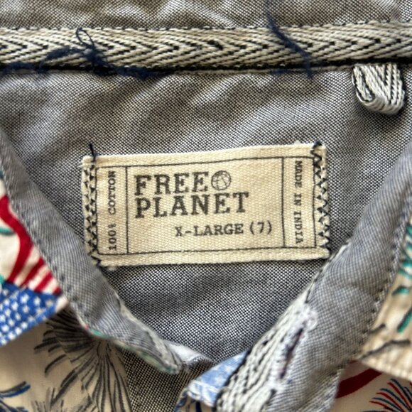 Boys Patriotic Flag & Fireworks Button-Up Shirt Short Sleeve Cotton Size 7 - Picture 3 of 3